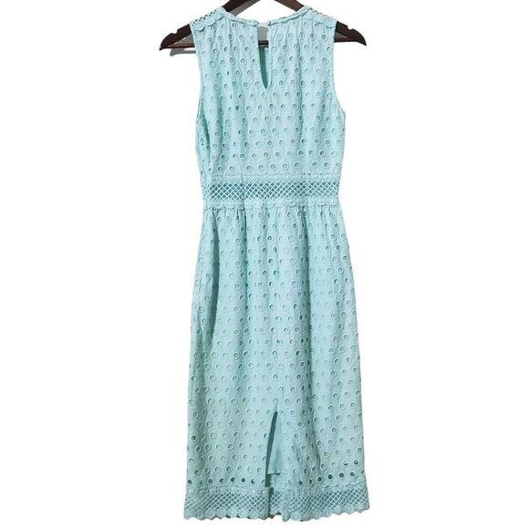 ASOS Pencil Midi Dress Size 2 Seafoam Green Anglais Embroidered Womens - Picture 7 of 14